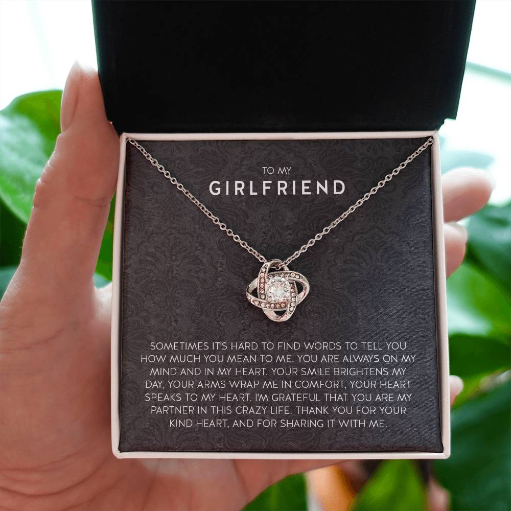 To My Girlfriend Necklace - Long Lasting Romantic Gift for Birthday, Sweet Surprises & Just Because Love - Love Knot Necklace
