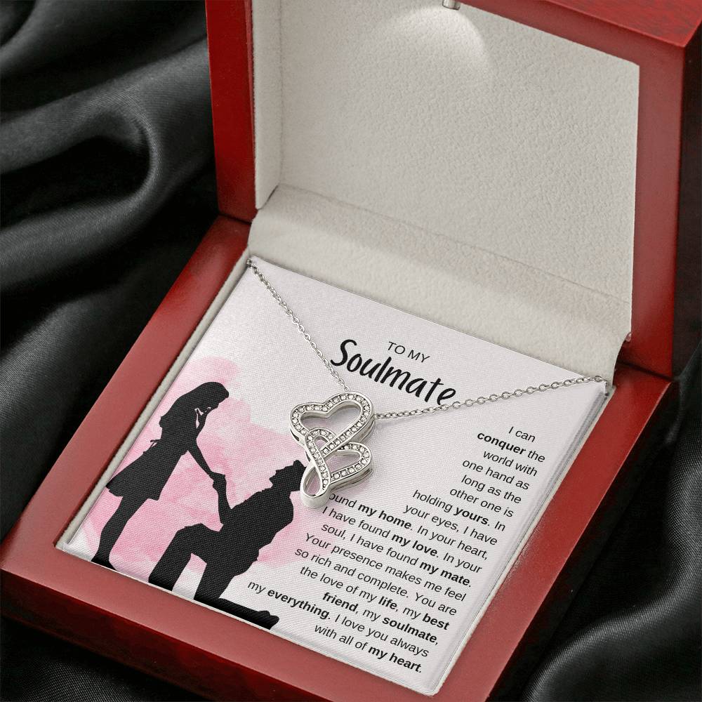 To My Soulmate Necklace - Unique Soulmate Gift for Her for Birthdays & Surprise Moments - Heart-to-heart Pendant Necklace