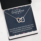 To Our Grandma Necklace - You stole our heart from the very start - Interlocking Hearts Necklace