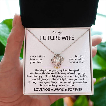 Future Wife Necklace - Romantic Jewelry Gift for Girlfriend for Valentine’s Day, Birthday & Proposal Celebrations - Love Knot Necklace