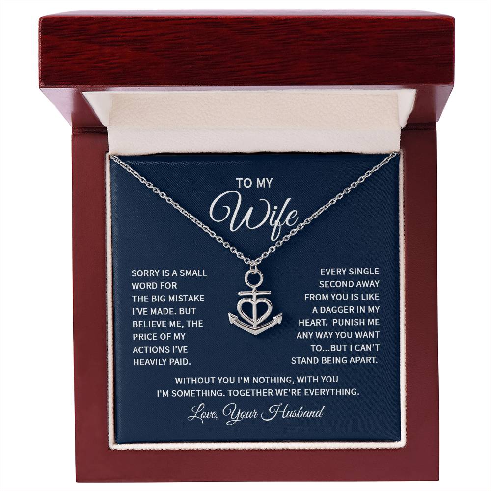 Gift for Wife from Husband - Sentimental Jewelry for Anniversary & Valentine’s Day - Anchor Pendant Necklace