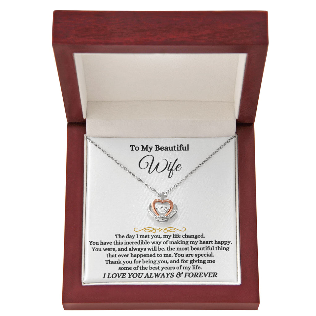 Valentine’s Day Gift for Wife - Emotional Jewelry from Husband for Anniversary Too - Crown Pendant Necklace