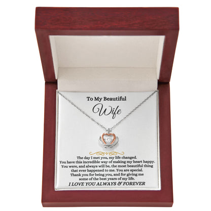 Valentine’s Day Gift for Wife - Emotional Jewelry from Husband for Anniversary Too - Crown Pendant Necklace