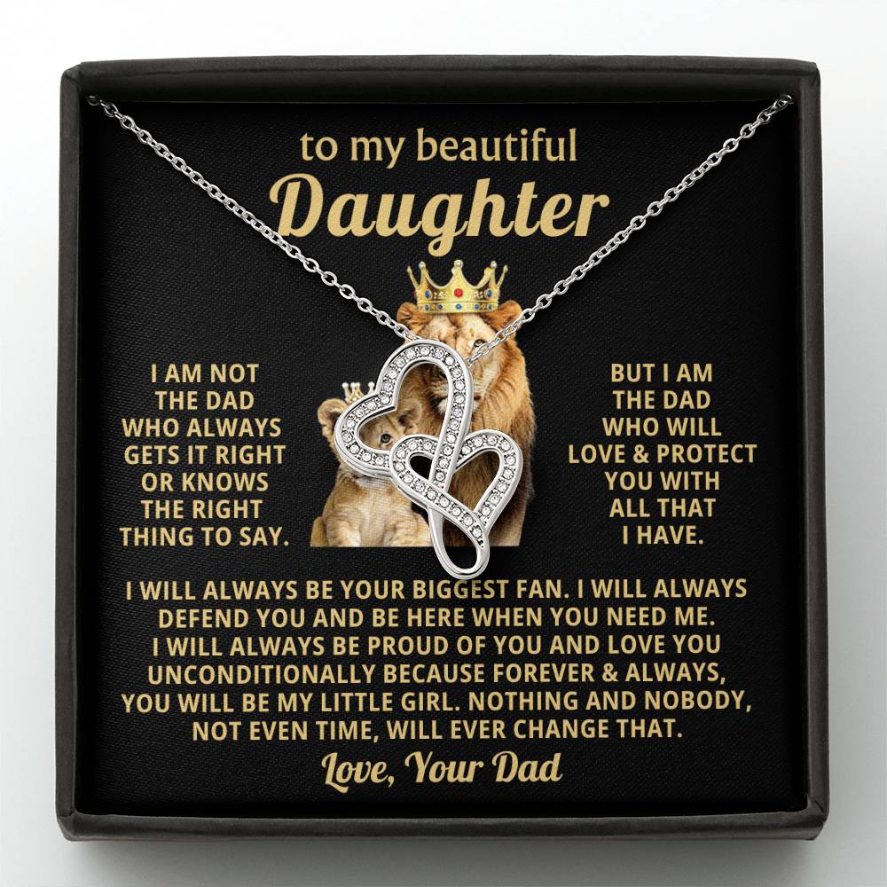To My Daughter Necklace - Proud Dad to Daughter Jewelry for Birthday, Graduation & Special Celebrations - Heart-to-heart Pendant Necklace