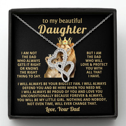 To My Daughter Necklace - Proud Dad to Daughter Jewelry for Birthday, Graduation & Special Celebrations - Heart-to-heart Pendant Necklace