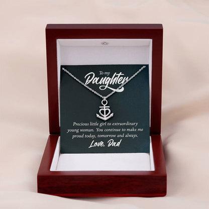 To My Daughter Necklace - Emotional Jewelry from Dad to Celebrate Love Every Day & Always - Anchor Pendant Necklace