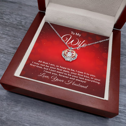 To My Wife Necklace - Romantic Present for Wife from Husband - Crown Pendant Necklace