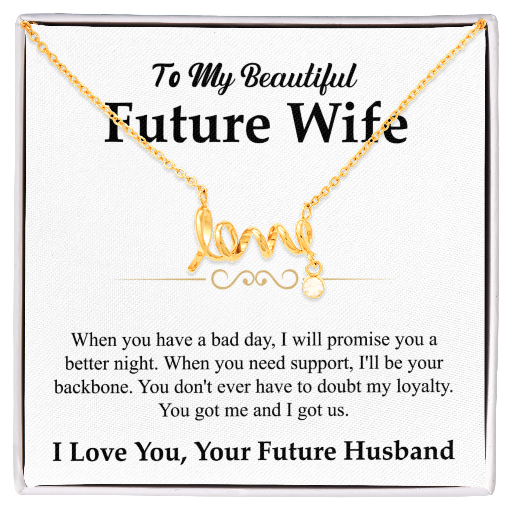 Future Wife Gift - Beautiful Necklace for Girlfriend for Birthday, Christmas & Romantic Moments - Scripted Love Necklace