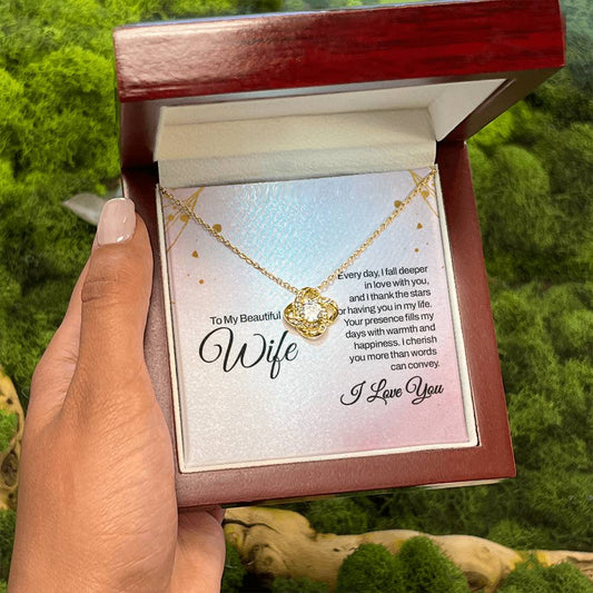 Romantic Jewelry Gift for Wife - Perfect From Husband for Birthday, Anniversary & Valentine’s Day - Love Knot Necklace