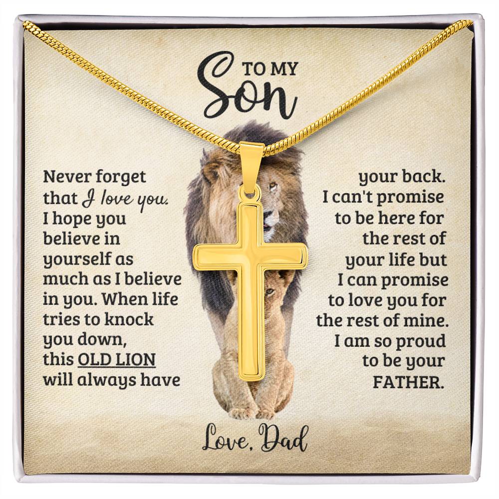 To My Son - Gift for Son from Dad - I am so proud to be your father - Artisan Cross Necklace