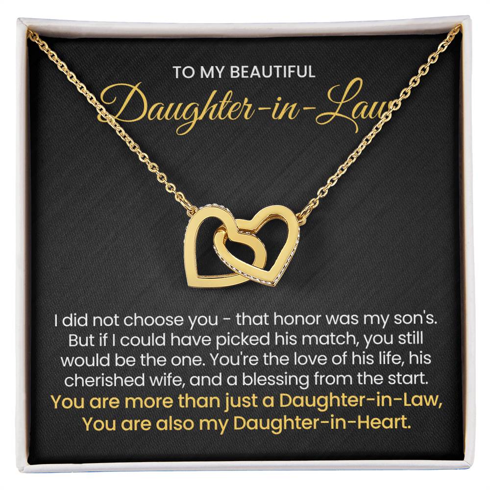 To My Daughter In Law - You are also my Daughter in heart - Interlocking Hearts Necklace