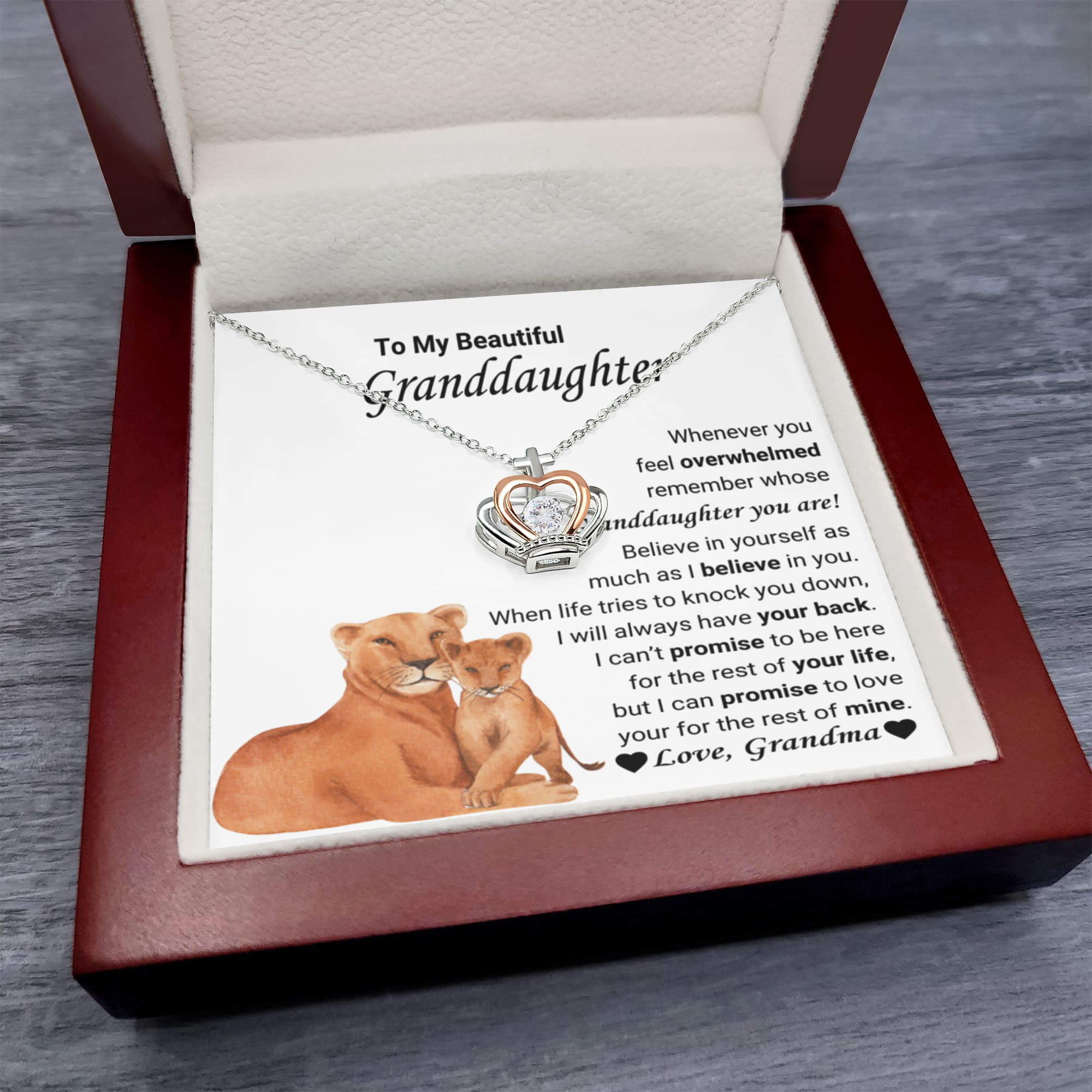 To My Granddaughter Necklace – Grandma Gift for Granddaughter Birthday Graduation – Crown Pendant Necklace