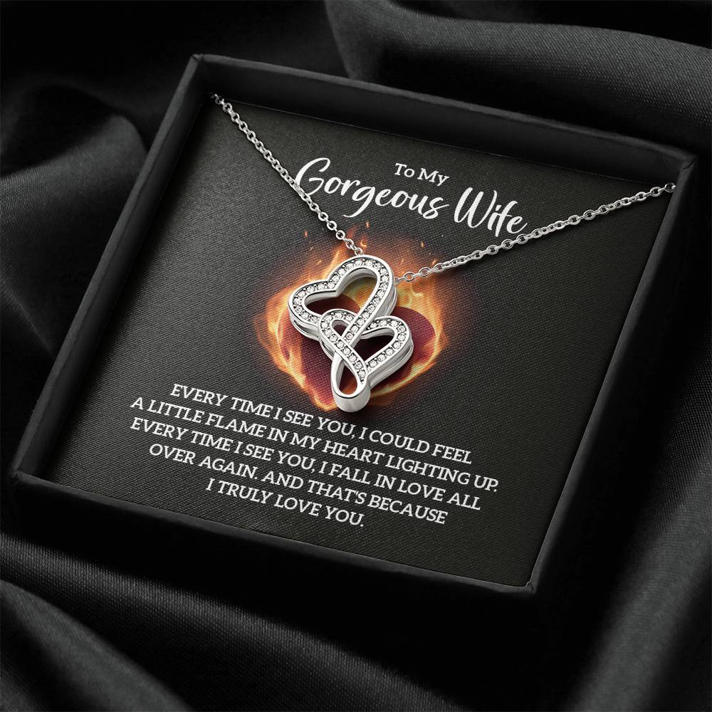 To My Gorgeous Wife - Every time I see you - Heart-to-heart Pendant Necklace