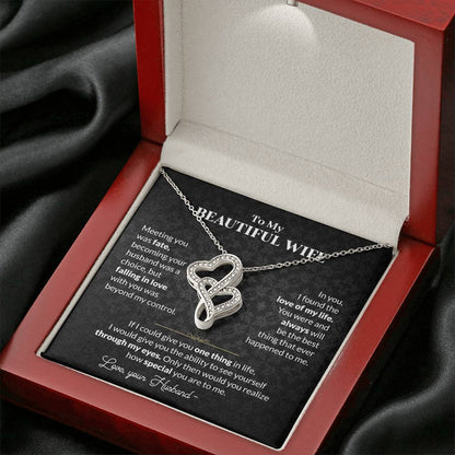 To My Wife Necklace - Best Loving Jewelry Gift for Valentine’s Day, Anniversaries & Romantic Surprises - Heart-to-heart Pendant Necklace