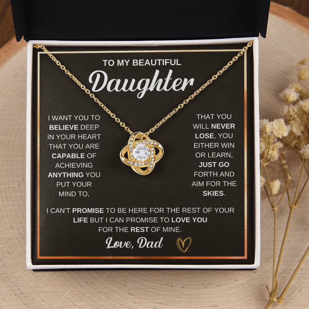 To My Daughter Necklace – Graduation & Xmas Gift from Dad – Love Knot Necklace