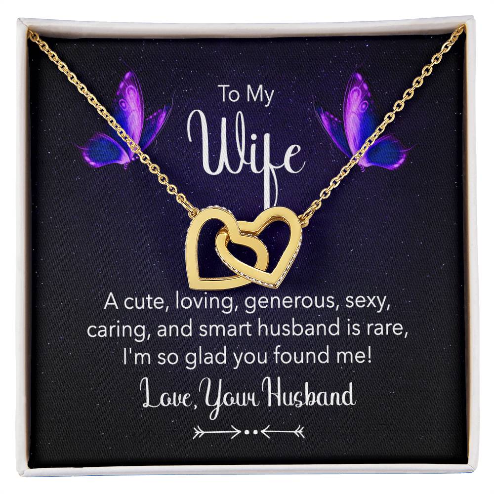 To My Wife Necklace - Romantic Anniversary & Valentine’s Day Jewelry Gift from Husband to Wife - Interlocking Hearts Necklace