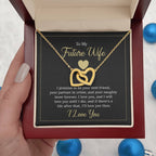 Future Wife Jewelry Gift - Long Lasting Romantic Necklace for Celebrating Love & Upcoming Marriage - Interlocking Hearts Necklace