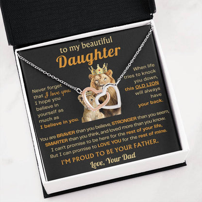 To My Daughter Necklace - Sentimental Birthday Gift from Dad, Meaningful Jewelry for Milestones & Holidays - Interlocking Hearts Necklace