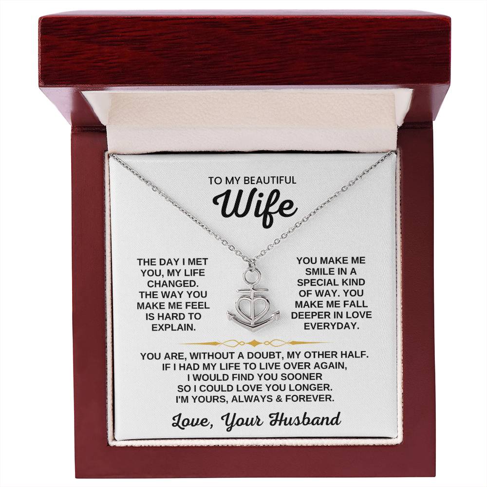 To My Wife Necklace - Heartfelt Gift for Birthday & Valentine’s Day - Anchor Pendant Necklace