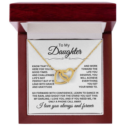 To My Daughter Necklace – Daughter Jewelry for Graduation, Birthday – Interlocking Hearts Necklace