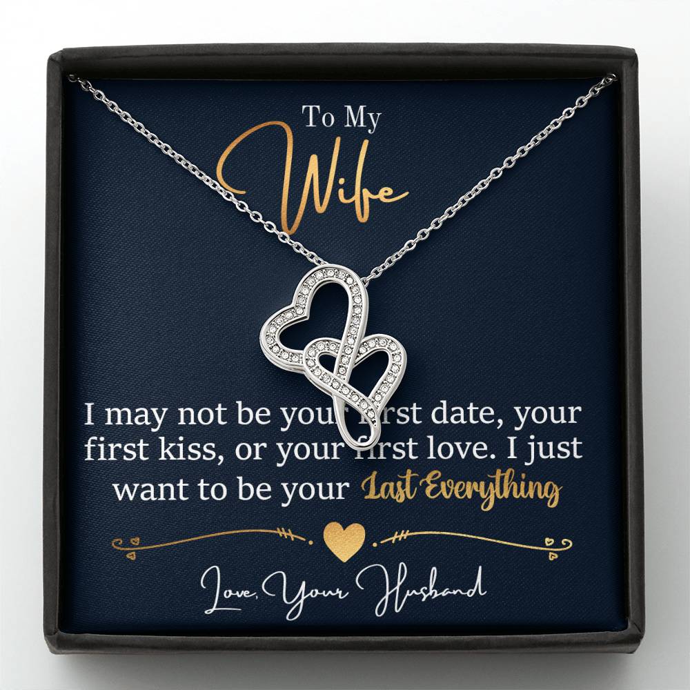 To My Wife Necklace - Emotional Love Jewelry Gift from Husband for Valentine’s Day & Birthday Happiness - Heart-to-heart Pendant Necklace