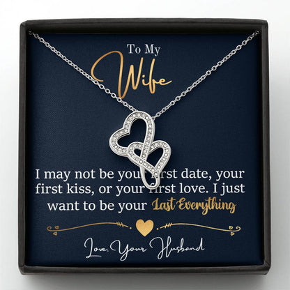 To My Wife Necklace - Emotional Love Jewelry Gift from Husband for Valentine’s Day & Birthday Happiness - Heart-to-heart Pendant Necklace