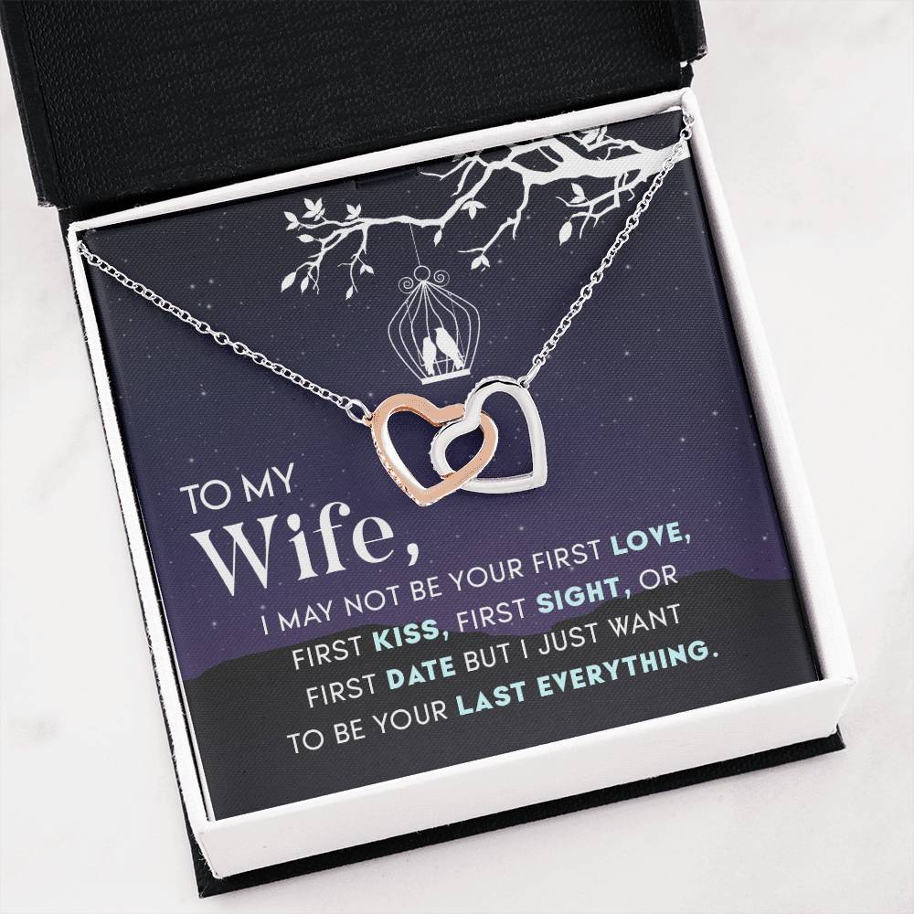 To My Beautiful Wife Necklace - Emotional Jewelry Gift for Wife from Husband to Celebrate Love Every Day - Interlocking Hearts Necklace
