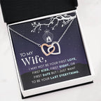 To My Beautiful Wife Necklace - Emotional Jewelry Gift for Wife from Husband to Celebrate Love Every Day - Interlocking Hearts Necklace
