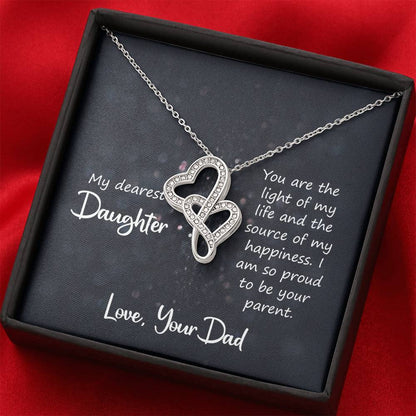 To My Daughter Necklace - Emotional Jewelry from Dad to Celebrate Love Every Day & Always - Heart-to-heart Pendant Necklace