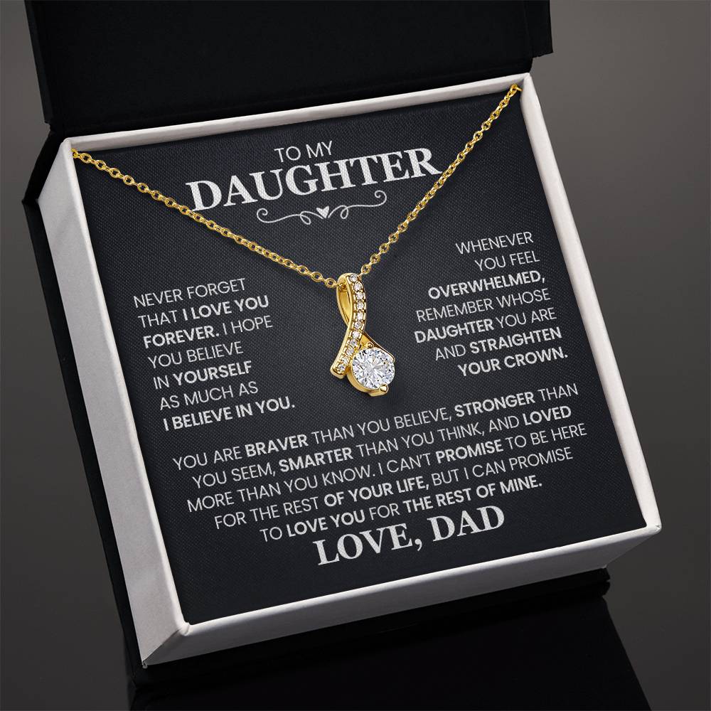 To My Daughter - Straighten Your Crown - Alluring Beauty Necklace Gift from Dad