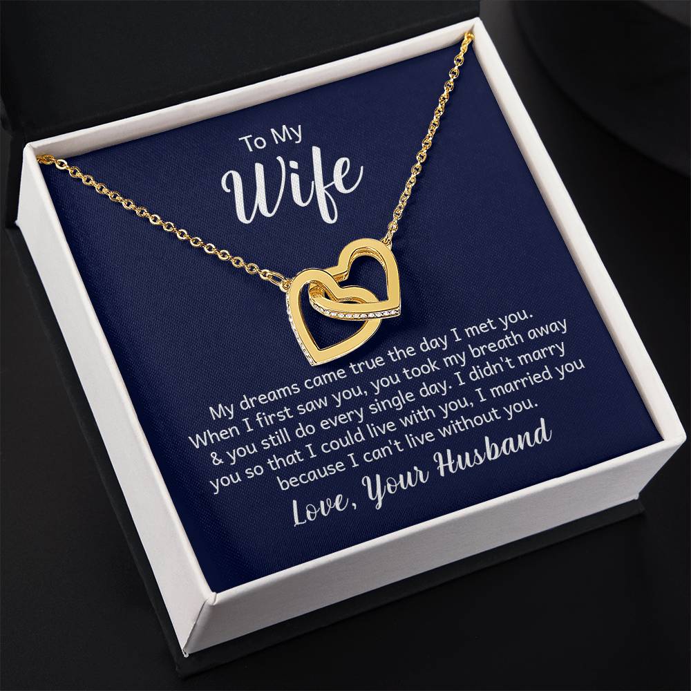 To My Wife Necklace - Meaningful Jewelry Gift from Husband for Every Special Occasion Including Valentine’s Day - Interlocking Hearts Necklace
