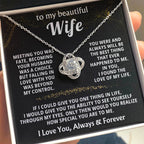 To My Beautiful Wife Necklace - Husband to Wife Jewelry for Romantic Valentine’s Day, Birthday & Anniversary Gifts - Love Knot Necklace