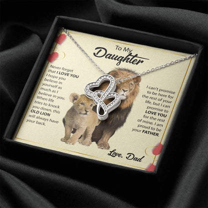 To My Daughter Necklace - Emotional Father to Daughter Jewelry for Birthday, Christmas & Life Happiness - Heart-to-heart Pendant Necklace