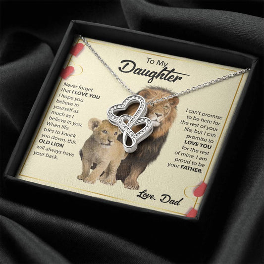 To My Daughter Necklace - Emotional Father to Daughter Jewelry for Birthday, Christmas & Life Happiness - Heart-to-heart Pendant Necklace