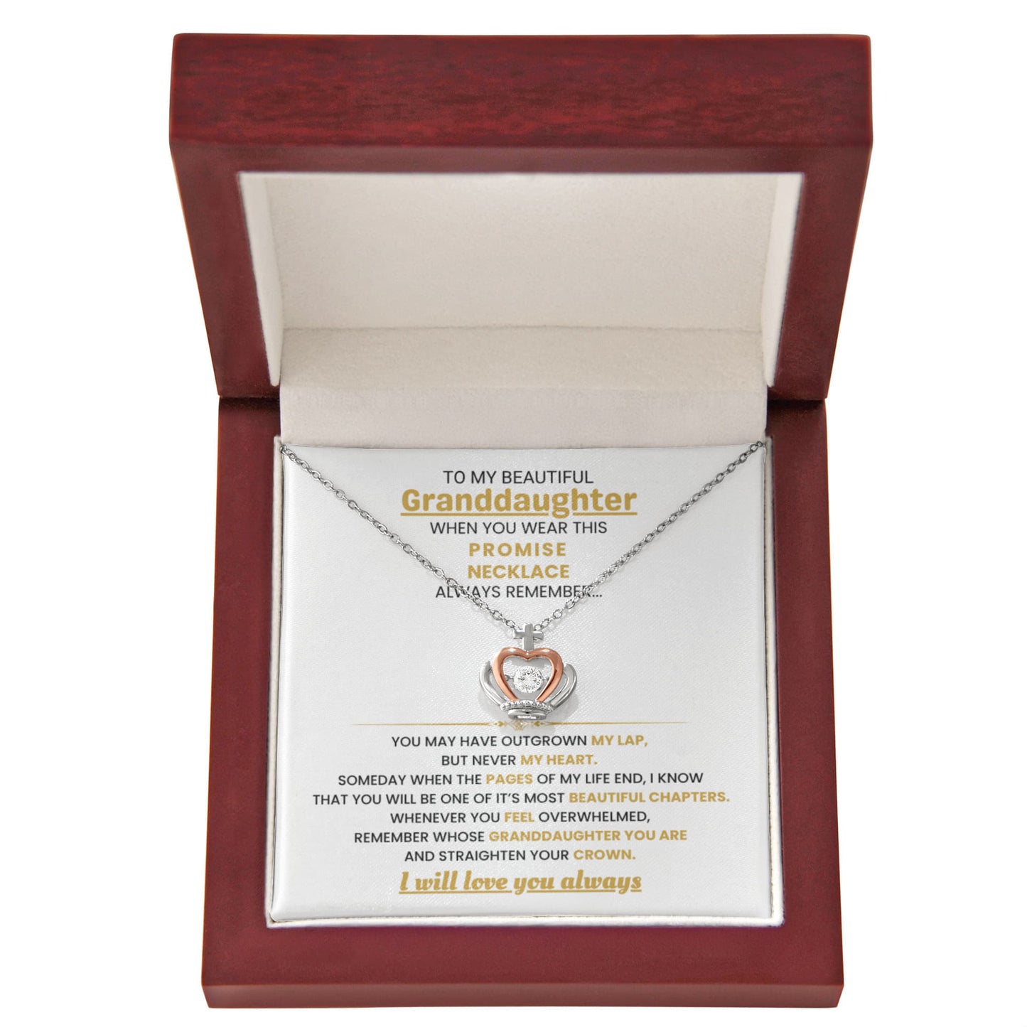 To My Granddaughter Necklace – Graduation Birthday Surprise Gift for Granddaughter – Crown Pendant Necklace