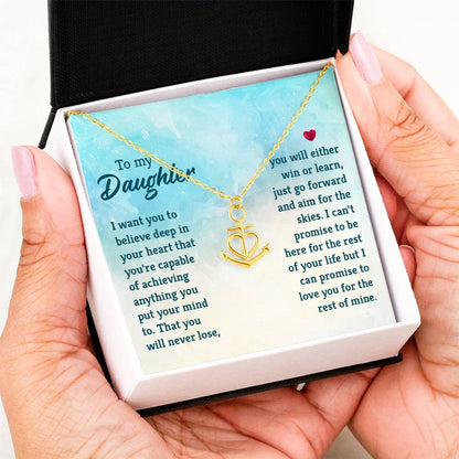 To My Bonus Daughter - Anchor Pendant Necklace for Birthday, Graduation and Christmas