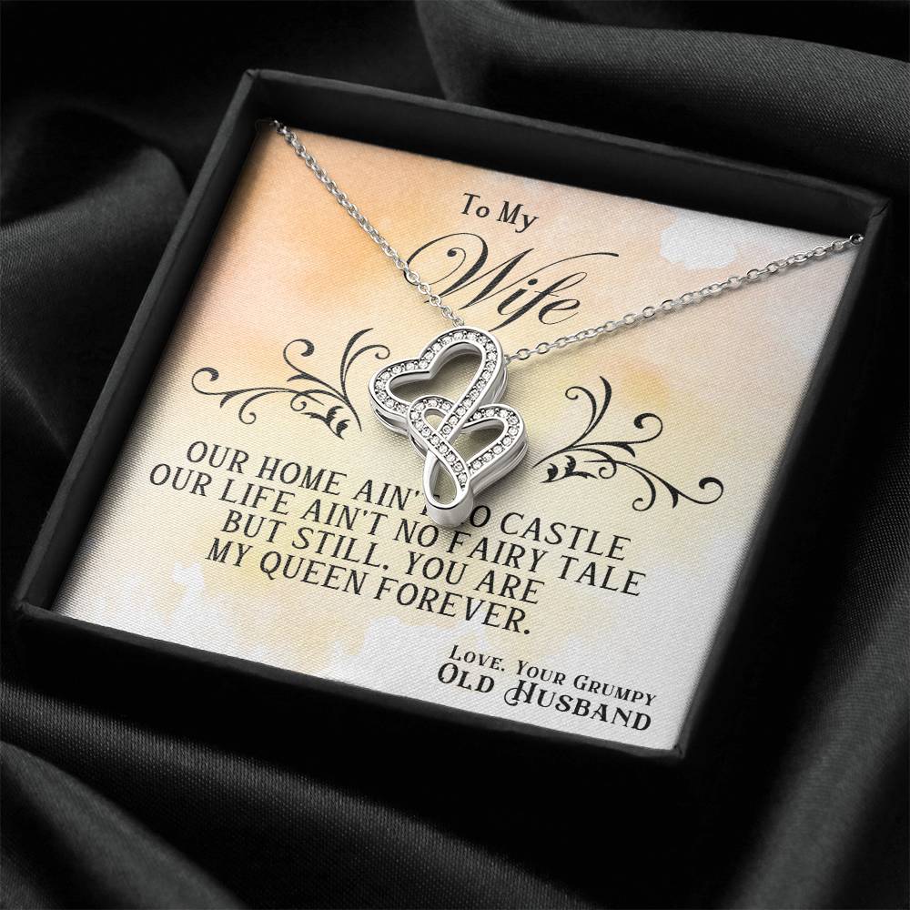 To My Wife Necklace - Sweet Emotional Gift for Wife from Husband on Birthday, Anniversary & Valentine’s Day - Heart-to-heart Pendant Necklace