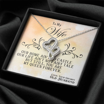 To My Wife Necklace - Sweet Emotional Gift for Wife from Husband on Birthday, Anniversary & Valentine’s Day - Heart-to-heart Pendant Necklace