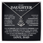 To My Daughter - Straighten Your Crown - Anchor Pendant Necklace Gift from Dad