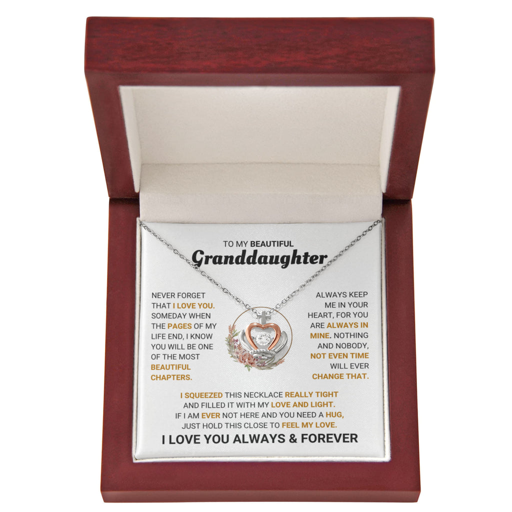 To My Granddaughter Necklace – Jewelry Gift for Granddaughter on Graduation & Birthday – Crown Pendant Necklace