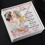 To My Daughter Necklace - Special Gift from Mom for Birthday, Christmas & Proud Mom Moments - Interlocking Hearts Necklace
