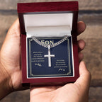 To My Son - Gift for Son - When others step back - Artisan Cross with Cuban Link Chain
