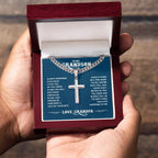 To My Grandson - Always remember how much I love you Artisan Cross with Cuban Link Chain