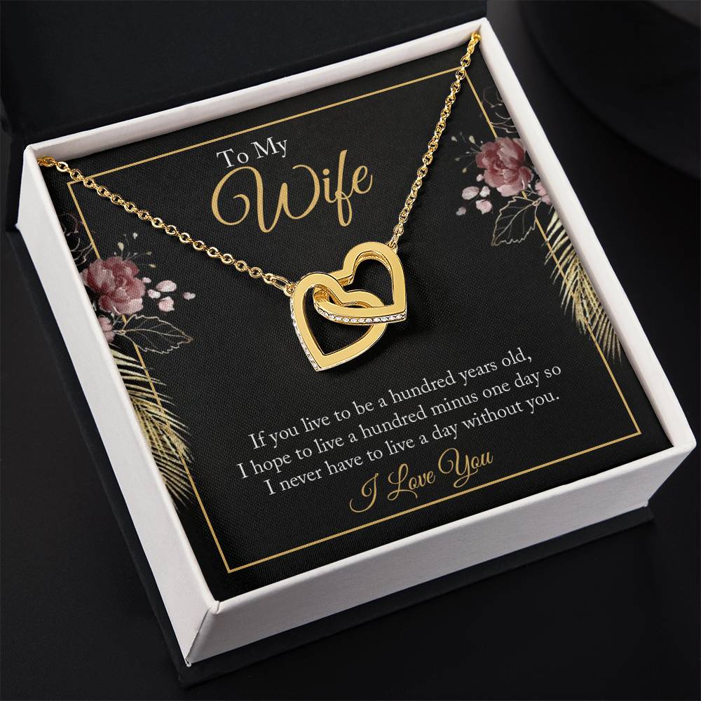 To My Wife Necklace - Best Loving Jewelry Gift for Valentine’s Day, Anniversaries & Romantic Surprises - Interlocking Hearts Necklace