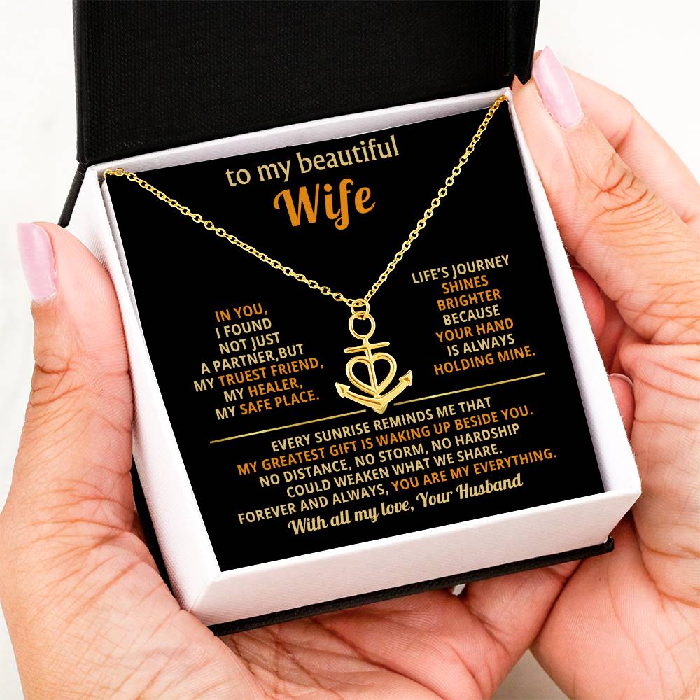 Wife Birthday Gift from Husband - Romantic Jewelry for Valentine’s Day & Anniversaries - Anchor Pendant Necklace