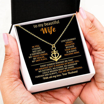 Wife Birthday Gift from Husband - Romantic Jewelry for Valentine’s Day & Anniversaries - Anchor Pendant Necklace