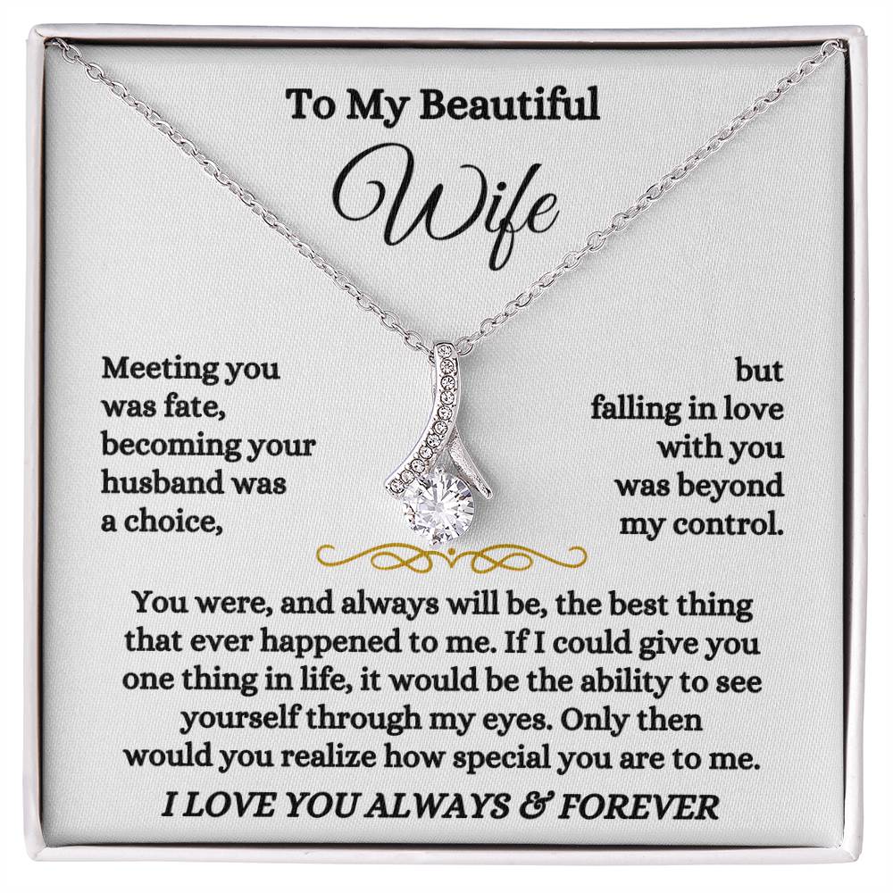 To My Beautiful Wife Necklace - Beautiful Wife Jewelry Gift for Birthday, Valentine’s Day & Special Romantic Moments - Alluring Beauty Necklace