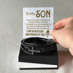 Gift for Son – Christmas, Birthday, Graduation – Men’s Cross Bracelet