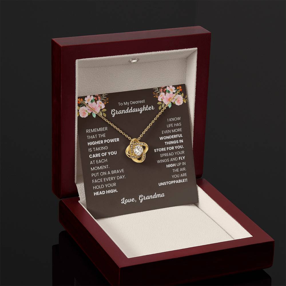 To My Granddaughter Necklace – Birthday & Graduation Gift from Grandma – Love Knot Necklace