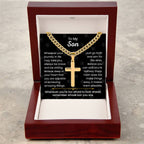 To My Son - Always be brave and be strong - Gift for Son - Artisan Cross with Cuban Link Chain